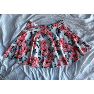 Floral Pink and White Women's Skirt W/ Zipper Side